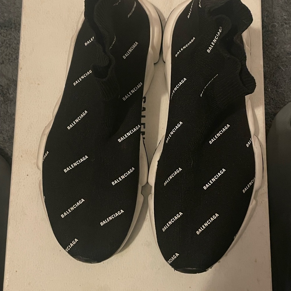 Balenciaga Black and White Logo Sock Sneakers